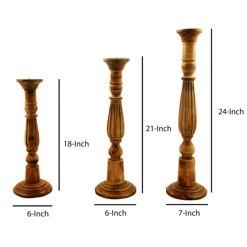 Astoria Grand 3 Piece Wood Candlestick Set & Reviews Wayfair